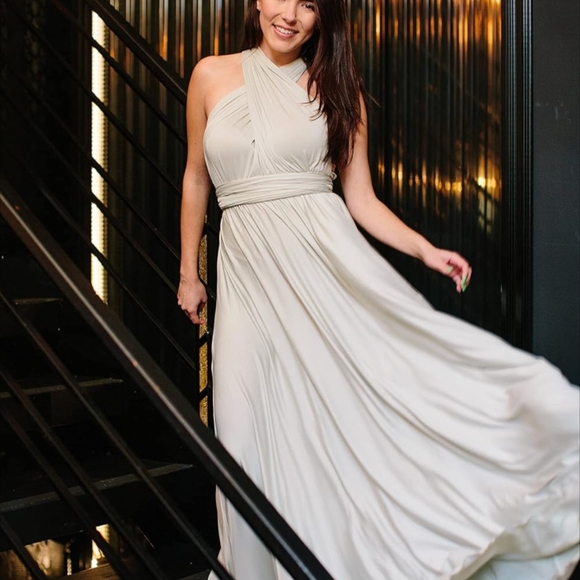 Convertible Infinity Dress & Bandeau Long Maxi Bridesmaid/Prom Dresses Sage - Picture 6 of 7